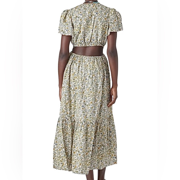 NWT XiRENA Gabrielle Cotton Bella Flora Back Cut-Out Midi Dress, Size M - Picture 2 of 9